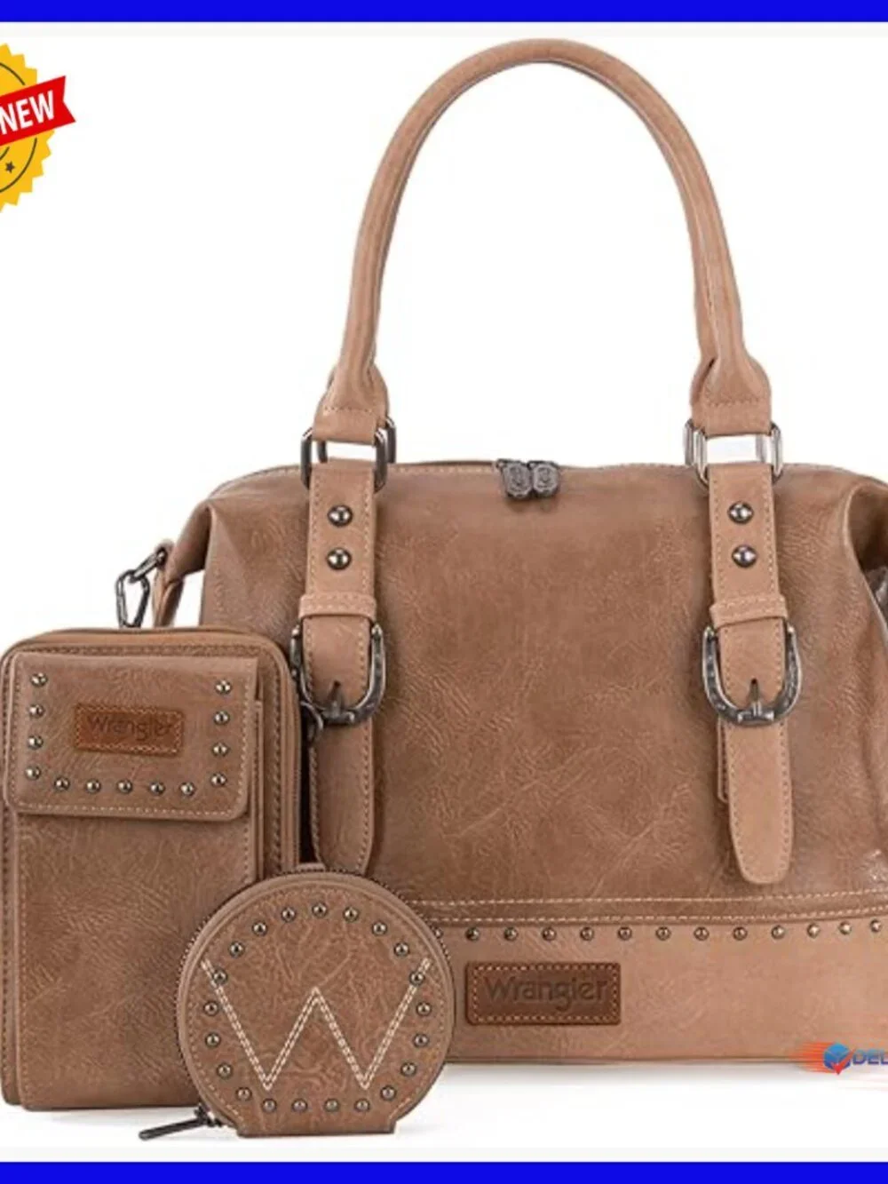 Leather Doctor Bag Set with Phone Purse & Coin Purse, 3-Piece